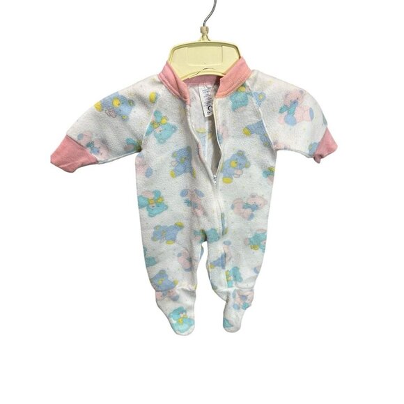 Vintage Gerber Onesie Pajamas Baby Girls 7-12 Months Teddy Bears Made in USA - Picture 3 of 4